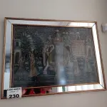 LOTE 230 - 01 QUADRO DECORATIVO COM MOLDURA DOURADA (NO ESTADO, NÃO SABEMOS SE FUNCIONA. LEILÃO NÃO TEM GARANTIA E NEM DEVOLUÇÃO).