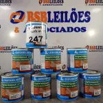 LOTE 247 - 08 LATAS DE MASSA PARA MADEIRA SAYERLACK 1,5KG CORES DIVERSAS. (NO ESTADO, LEILÃO NÃO TEM GARANTIA E NEM DEVOLUÇÃO, SUJEITO A POSSÍVEIS AVARIAS VISÍVEIS/OCULTAS E/OU AUSÊNCIA DE COMPONENTES).
