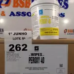 LOTE 262 - 06 BALDES DE WIPES PEROXY 40, PANOS UMEDECIDOS DESINFETANTE HOSPITALAR PARA SUPERFÍCIES FIXAS E ARTIGOS NÃO CRÍTICOS. (NO ESTADO, LEILÃO NÃO TEM GARANTIA E NEM DEVOLUÇÃO, SUJEITO A POSSÍVEIS AVARIAS VISÍVEIS/OCULTAS E/OU AUSÊNCIA DE COMPONENTES).