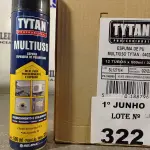 LOTE 322 - 12 TUBOS DE ESPUMA PU MULTIUSO TYTAN. (NO ESTADO, LEILÃO NÃO TEM GARANTIA E NEM DEVOLUÇÃO, SUJEITO A POSSÍVEIS AVARIAS VISÍVEIS/OCULTAS E/OU AUSÊNCIA DE COMPONENTES).
