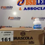 LOTE 161 - 02 CAIXAS COM COLA TUBO ST BRASCOLA 15 FRASCOS CADA. (NO ESTADO, LEILÃO NÃO TEM GARANTIA E NEM DEVOLUÇÃO, SUJEITO A POSSÍVEIS AVARIAS VISÍVEIS/OCULTAS E/OU AUSÊNCIA DE COMPONENTES).