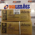 LOTE 211 - 02 CAIXAS DE LUVAS RANHURADA DE LÁTEX TAMANHOS “G” COM 36 PACOTES CADA. (NO ESTADO, LEILÃO NÃO TEM GARANTIA E NEM DEVOLUÇÃO, SUJEITO A POSSÍVEIS AVARIAS VISÍVEIS/OCULTAS E/OU AUSÊNCIA DE COMPONENTES).