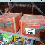 LOTE 216 - 02 CAIXAS DE DRYKOTEC 5500 18KG. (NO ESTADO, LEILÃO NÃO TEM GARANTIA E NEM DEVOLUÇÃO, SUJEITO A POSSÍVEIS AVARIAS VISÍVEIS/OCULTAS E/OU AUSÊNCIA DE COMPONENTES).
