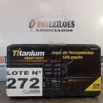 LOTE 272 - 01 - JOGO DE FERRAMENTAS COM 128 PEÇAS TITANIUM (NO ESTADO, NÃO SABEMOS SE FUNCIONA. LEILÃO NÃO TEM GARANTIA E NEM DEVOLUÇÃO, SUJEITO A POSSÍVEIS AVARIAS VISÍVEIS/OCULTAS E/OU AUSÊNCIA DE COMPONENTES)