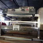 LOTE 070 - 01 FOGÃO A GÁS 02 BOCAS E 01 CHURRASQUEIRA. (NO ESTADO, LEILÃO NÃO TEM GARANTIA E NEM DEVOLUÇÃO, SUJEITO A POSSÍVEIS AVARIAS VISÍVEIS/OCULTAS E/OU AUSÊNCIA DE COMPONENTES).