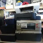 LOTE 131 - 10 IMPRESSORAS MARCAS E MODELOS DIVERSOS PARA RETIRADA DE PEÇAS. (NO ESTADO, LEILÃO NÃO TEM GARANTIA E NEM DEVOLUÇÃO, SUJEITO A POSSÍVEIS AVARIAS VISÍVEIS/OCULTAS E/OU AUSÊNCIA DE COMPONENTES).