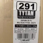LOTE 291 - 12 LATAS DE ESPUMA DE PU MULTIUSO TYTAN. (NO ESTADO, LEILÃO NÃO TEM GARANTIA E NEM DEVOLUÇÃO, SUJEITO A POSSÍVEIS AVARIAS VISÍVEIS/OCULTAS E/OU AUSÊNCIA DE COMPONENTES).