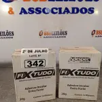 LOTE 342 - 02 CAIXAS COM ADESIVO VEDANTE A BASE DE PESILOX 20G COM 12 BISNAGAS CADA. (NO ESTADO, LEILÃO NÃO TEM GARANTIA E NEM DEVOLUÇÃO, SUJEITO A POSSÍVEIS AVARIAS VISÍVEIS/OCULTAS E/OU AUSÊNCIA DE COMPONENTES).