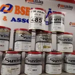 LOTE 485 - 10 LATAS DE COLORANTE SUVINIL 900ML. (NO ESTADO, LEILÃO NÃO TEM GARANTIA E NEM DEVOLUÇÃO, SUJEITO A POSSÍVEIS AVARIAS VISÍVEIS/OCULTAS E/OU AUSÊNCIA DE COMPONENTES).