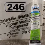 LOTE 246 - 01 LOTE COM VÁRIAS BISNAGAS DE SILICONE ACÉTICO. (NO ESTADO, LEILÃO NÃO TEM GARANTIA E NEM DEVOLUÇÃO, SUJEITO A POSSÍVEIS AVARIAS VISÍVEIS/OCULTAS E/OU AUSÊNCIA DE COMPONENTES).