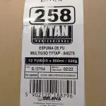 LOTE 258 - 12 TUBOS DE ESPUMA PU MULTIUSO TYTAN. (NO ESTADO, LEILÃO NÃO TEM GARANTIA E NEM DEVOLUÇÃO, SUJEITO A POSSÍVEIS AVARIAS VISÍVEIS/OCULTAS E/OU AUSÊNCIA DE COMPONENTES).