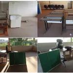 LOTE 536 - 9 MESAS PARA COMPUTADOR + 2 MESAS DE APOIO + 2 MESAS + ARMARIO ALTO + ARMARIO BAIXO + CADEIRA DE PILATES + 2 QUADRO DE AVISO   + PERFURADOR PARA ENCADERNAÇÃO + BONECO DE TREINAMENTO RCP + LONGARINA +   ROOF TOP + TELAS DE PROJEÇÃO. (UNIDADE: B-044 - GOVERNADOR VALADARES/MG - LOCAL DE RETIRADA: RUA GILSON MOTA, Nº 10, BAIRRO: JK I - GOVERNADOR VALADARES/MG - CEP: 35.045.530)