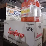 LOTE 359 - 12 LITROS DE DESINFETANTE LYSOFORM. (NO ESTADO, LEILÃO NÃO TEM GARANTIA E NEM DEVOLUÇÃO, SUJEITO A POSSÍVEIS AVARIAS VISÍVEIS/OCULTAS E/OU AUSÊNCIA DE COMPONENTES).