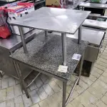LOTE 061 - MESA C/ PRATELEIRA DE INOX E GRANITO. (NO ESTADO, NÃO SABEMOS SE FUNCIONA. LEILÃO NÃO TEM GARANTIA E NEM DEVOLUÇÃO).