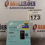 LOTE 173 - 01 TPLINK AC1300. (NOVO) (NO ESTADO) ATENÇÃO! FAZER A VISITAÇÃO ANTES DE ARREMATAR, NÃO SABEMOS SE FUNCIONA. LEILÃO NÃO TEM GARANTIA E NEM DEVOLUÇÃO, SUJEITO A POSSÍVEIS AVARIAS VISÍVEIS/OCULTAS E/OU AUSÊNCIA DE COMPONENTES.