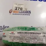 LOTE 270 - 01 CABO FLEXÍVEL DE FIO DE 100M 1X4,00MM² VERDE. (NOVO) (NO ESTADO) ATENÇÃO! FAZER A VISITAÇÃO ANTES DE ARREMATAR, NÃO SABEMOS SE FUNCIONA. LEILÃO NÃO TEM GARANTIA E NEM DEVOLUÇÃO, SUJEITO A POSSÍVEIS AVARIAS VISÍVEIS/OCULTAS E/OU AUSÊNCIA DE COMPONENTES.