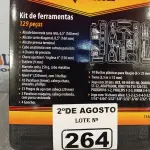 LOTE 264 - 01 MALETA DE FERRAMENTAS 129 PEÇAS. (NOVO) (NO ESTADO) ATENÇÃO! FAZER A VISITAÇÃO ANTES DE ARREMATAR, NÃO SABEMOS SE FUNCIONA. LEILÃO NÃO TEM GARANTIA E NEM DEVOLUÇÃO, SUJEITO A POSSÍVEIS AVARIAS VISÍVEIS/OCULTAS E/OU AUSÊNCIA DE COMPONENTES.