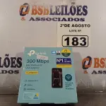 LOTE 183 - 01 TPLINK 300MBPS. (NOVO) (NO ESTADO) ATENÇÃO! FAZER A VISITAÇÃO ANTES DE ARREMATAR, NÃO SABEMOS SE FUNCIONA. LEILÃO NÃO TEM GARANTIA E NEM DEVOLUÇÃO, SUJEITO A POSSÍVEIS AVARIAS VISÍVEIS/OCULTAS E/OU AUSÊNCIA DE COMPONENTES.