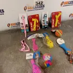 LOTE 342 - 01 LOTE COM VÁRIOS BRINQUEDOS PARA PET. (NOVO) (NO ESTADO) ATENÇÃO! FAZER A VISITAÇÃO ANTES DE ARREMATAR, NÃO SABEMOS SE FUNCIONA. LEILÃO NÃO TEM GARANTIA E NEM DEVOLUÇÃO, SUJEITO A POSSÍVEIS AVARIAS VISÍVEIS/OCULTAS E/OU AUSÊNCIA DE COMPONENTES.