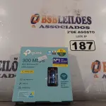 LOTE 187 - 01 TPLINK 300MBPS. (NOVO) (NO ESTADO) ATENÇÃO! FAZER A VISITAÇÃO ANTES DE ARREMATAR, NÃO SABEMOS SE FUNCIONA. LEILÃO NÃO TEM GARANTIA E NEM DEVOLUÇÃO, SUJEITO A POSSÍVEIS AVARIAS VISÍVEIS/OCULTAS E/OU AUSÊNCIA DE COMPONENTES.