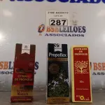 LOTE 287 - 03 EXTRATOS DE PRÓPOLIS. (NOVO) (NO ESTADO) ATENÇÃO! FAZER A VISITAÇÃO ANTES DE ARREMATAR, NÃO SABEMOS SE FUNCIONA. LEILÃO NÃO TEM GARANTIA E NEM DEVOLUÇÃO, SUJEITO A POSSÍVEIS AVARIAS VISÍVEIS/OCULTAS E/OU AUSÊNCIA DE COMPONENTES.