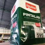 LOTE 595 - 01 LATA DE TINTA IQUINE PINTALAR FOSCO AVELUDADO INTERIORES 18L NA COR VERDE PRIMAVERA. (NO ESTADO) ATENÇÃO! FAZER A VISITAÇÃO ANTES DE ARREMATAR, NÃO SABEMOS SE FUNCIONA. LEILÃO NÃO TEM GARANTIA E NEM DEVOLUÇÃO, SUJEITO A POSSÍVEIS AVARIAS VISÍVEIS/OCULTAS E/OU AUSÊNCIA DE COMPONENTES.