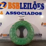 LOTE 140 - 01 ROLO DE CABO FLEXÍVEL 100M 10MM NA COR VERDE. (NO ESTADO) ATENÇÃO! FAZER A VISITAÇÃO ANTES DE ARREMATAR, NÃO SABEMOS SE FUNCIONA. LEILÃO NÃO TEM GARANTIA E NEM DEVOLUÇÃO, SUJEITO A POSSÍVEIS AVARIAS VISÍVEIS/OCULTAS E/OU AUSÊNCIA DE COMPONENTES.
