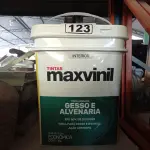 LOTE 123 - 01 BALDE DE TINTA MAXIVINIL ACRÍLICA GESSO E ALVENARIA INTERIORES 18L NA COR FOSCO BRANCO NEVE. (NO ESTADO) ATENÇÃO! FAZER A VISITAÇÃO ANTES DE ARREMATAR, NÃO SABEMOS SE FUNCIONA. LEILÃO NÃO TEM GARANTIA E NEM DEVOLUÇÃO, SUJEITO A POSSÍVEIS AVARIAS VISÍVEIS/OCULTAS E/OU AUSÊNCIA DE COMPONENTES.