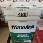LOTE 485 - 01 BALDE DE TINTA MAXIVINIL ACRÍLICA GESSO E ALVENARIA INTERIORES 18L NA COR FOSCO BRANCO NEVE. (NO ESTADO) ATENÇÃO! FAZER A VISITAÇÃO ANTES DE ARREMATAR, NÃO SABEMOS SE FUNCIONA. LEILÃO NÃO TEM GARANTIA E NEM DEVOLUÇÃO, SUJEITO A POSSÍVEIS AVARIAS VISÍVEIS/OCULTAS E/OU AUSÊNCIA DE COMPONENTES.