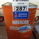 LOTE 287 - 01 LATA DE TINTA SHERWIN WILLIAMS NOVACOR SEM CHEIRO SEMIBRILHO INTERIORES/EXTERIORES 18L NA COR MARFIM. (NO ESTADO) ATENÇÃO! FAZER A VISITAÇÃO ANTES DE ARREMATAR, NÃO SABEMOS SE FUNCIONA. LEILÃO NÃO TEM GARANTIA E NEM DEVOLUÇÃO, SUJEITO A POSSÍVEIS AVARIAS VISÍVEIS/OCULTAS E/OU AUSÊNCIA DE COMPONENTES.