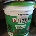LOTE 177 - 01 BALDE DE TINTA ACRÍLICA 18L NA COR CONCRETO FOSCO. (NO ESTADO) ATENÇÃO! FAZER A VISITAÇÃO ANTES DE ARREMATAR, NÃO SABEMOS SE FUNCIONA. LEILÃO NÃO TEM GARANTIA E NEM DEVOLUÇÃO, SUJEITO A POSSÍVEIS AVARIAS VISÍVEIS/OCULTAS E/OU AUSÊNCIA DE COMPONENTES.
