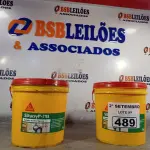 LOTE 489 - 02 BALDES DE SIKACRYL-203, SELANTE ACRÍLICO FLEXÍVEL 5KG. (NO ESTADO) ATENÇÃO! FAZER A VISITAÇÃO ANTES DE ARREMATAR, NÃO SABEMOS SE FUNCIONA. LEILÃO NÃO TEM GARANTIA E NEM DEVOLUÇÃO, SUJEITO A POSSÍVEIS AVARIAS VISÍVEIS/OCULTAS E/OU AUSÊNCIA DE COMPONENTES.