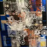 LOTE 005 - ROBERTO BURLE MARX - 1986 - "PANNEUX". TINTA GRÁFICA SOBRE TECIDO MONTADO EM ESTRUTURA DE MADEIRA (CHASSI), COM MOLDURA BAGUETE DE CEDRO. ASSINADO E DATADO NO C.I.D. OBRA MED.122X102 (NO ESTADO)