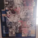LOTE 005 - ROBERTO BURLE MARX - 1986 - "PANNEUX". TINTA GRÁFICA SOBRE TECIDO MONTADO EM ESTRUTURA DE MADEIRA (CHASSI), COM MOLDURA BAGUETE DE CEDRO. ASSINADO E DATADO NO C.I.D. OBRA MED.122X102 (NO ESTADO)