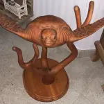 LOTE 048 - ESCULTURA  IMPORTADA TARTARUGA MADEIRA NOBRE APROXIMADAMENTE 90 CM DE ALTURA (NO ESTADO)