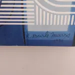 LOTE 005 - ROBERTO BURLE MARX - 1986 - "PANNEUX". TINTA GRÁFICA SOBRE TECIDO MONTADO EM ESTRUTURA DE MADEIRA (CHASSI), COM MOLDURA BAGUETE DE CEDRO. ASSINADO E DATADO NO C.I.D. OBRA MED.122X102 (NO ESTADO)