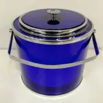 LOTE 106 - CONJUNTO DE BEBIDAS COM BALDE DE GELO COM APLIQUES DE METAL E CONJUNTO DE  SERVIÇO EM PRATA 90 COM DOSADOR, PINÇA E MISTURADOR . MARCA :  BELINI (NO ESTADO)