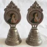 LOTE 074 - DUAS SINETAS ANTIGAS RELIGIOSA, MAIOR COMPRIMENTO: 9CM.(NO ESTADO)