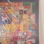 LOTE 271 - QUADRO DE ROBERTO BURLE MARX - "PANNEUX". TINTA GRÁFICA SOBRE TECIDO ESTRUTURA DE MADEIRA MOLDURA BAGUETE DE CEDRO. ASSINADO E DATADO NO C.I.D. OBRA MED. 129 X 1.10CM (NO ESTADO)