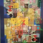 LOTE 271 - QUADRO DE ROBERTO BURLE MARX - "PANNEUX". TINTA GRÁFICA SOBRE TECIDO ESTRUTURA DE MADEIRA MOLDURA BAGUETE DE CEDRO. ASSINADO E DATADO NO C.I.D. OBRA MED. 129 X 1.10CM (NO ESTADO)