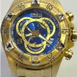 LOTE 247 - RELÓGIO INVICTA RESERVE CHRONOGRAPH ORIGINAL EM AÇO DOURADO. FUNCIONANDO NO MOMENTO SEM GARANTIA FUTURAS (NO ESTADO)