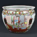 LOTE 198 - VAZO DE PORCELANA CHINESA.ALTURA 20 CM E  26 CM DIÂMETRO (NO ESTADO)