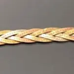LOTE 305 - PULSEIRA PRATA 925,  COM BANHO DE OURO ROSÉ E AMARELO, MEDINDO 19 CM, (NO ESTADO)