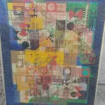 LOTE 271 - QUADRO DE ROBERTO BURLE MARX - "PANNEUX". TINTA GRÁFICA SOBRE TECIDO ESTRUTURA DE MADEIRA MOLDURA BAGUETE DE CEDRO. ASSINADO E DATADO NO C.I.D. OBRA MED. 129 X 1.10CM (NO ESTADO)