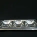 LOTE 210 - PETISQUEIRA EM METAL ESPESSURADO A PRATA, 40CM (NO ESTADO)