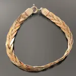LOTE 305 - PULSEIRA PRATA 925,  COM BANHO DE OURO ROSÉ E AMARELO, MEDINDO 19 CM, (NO ESTADO)