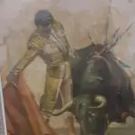 LOTE 448 - QUADRO ANTIGO PLAZA DE TOROS MADRID ESPANHA RARIDADE (NO ESTADO)