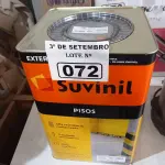 LOTE 072 - 01 LATA DE TINTA PARA PISO SUVINIL 18L NA COR CINZA ESCURO. (NO ESTADO) ATENÇÃO! FAZER A VISITAÇÃO ANTES DE ARREMATAR, NÃO SABEMOS SE FUNCIONA. LEILÃO NÃO TEM GARANTIA E NEM DEVOLUÇÃO, SUJEITO A POSSÍVEIS AVARIAS VISÍVEIS/OCULTAS E/OU AUSÊNCIA DE COMPONENTES.