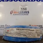 LOTE 150 - 01 ROLO DE CABO FLEXÍVEL 100M, 4MM NA COR AZUL. (NO ESTADO) ATENÇÃO! FAZER A VISITAÇÃO ANTES DE ARREMATAR, NÃO SABEMOS SE FUNCIONA. LEILÃO NÃO TEM GARANTIA E NEM DEVOLUÇÃO, SUJEITO A POSSÍVEIS AVARIAS VISÍVEIS/OCULTAS E/OU AUSÊNCIA DE COMPONENTES.