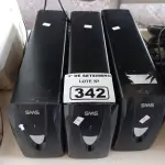 LOTE 342 - 03 NOBREAKS MARCAS SMS 700VA. (NO ESTADO) ATENÇÃO! FAZER A VISITAÇÃO ANTES DE ARREMATAR, NÃO SABEMOS SE FUNCIONA. LEILÃO NÃO TEM GARANTIA E NEM DEVOLUÇÃO, SUJEITO A POSSÍVEIS AVARIAS VISÍVEIS/OCULTAS E/OU AUSÊNCIA DE COMPONENTES.